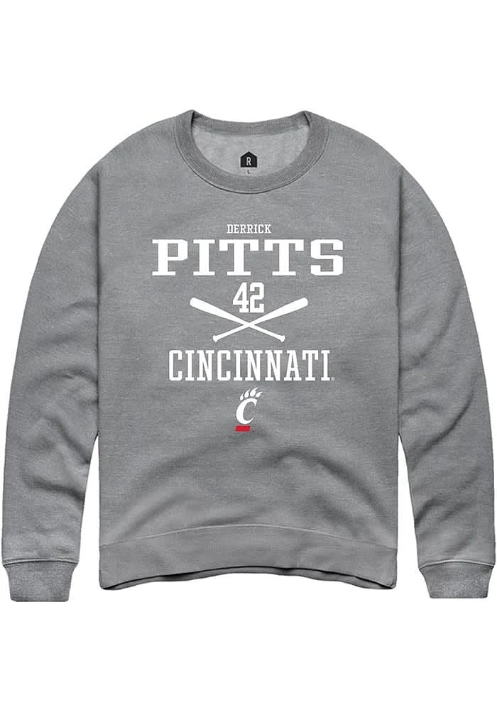Derrick Pitts Rally Cincinnati Bearcats Mens Graphite NIL Sport Icon Long Sleeve Crew Sweatshirt