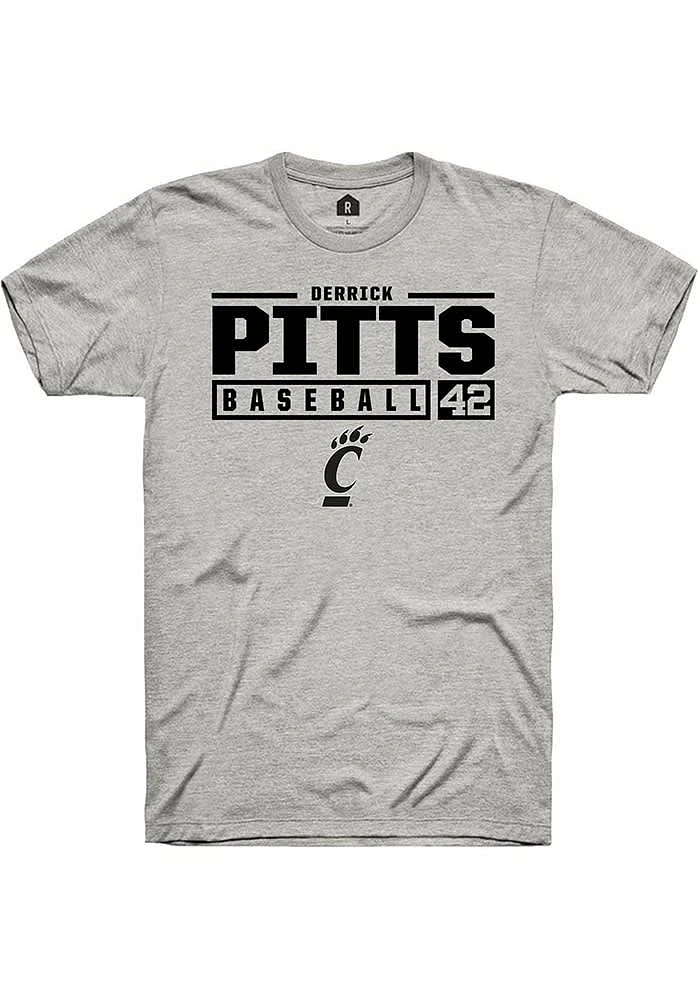 Derrick Pitts Cincinnati Bearcats Ash Rally NIL Stacked Box Short Sleeve T Shirt