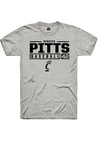 Derrick Pitts  Cincinnati Bearcats Ash Rally NIL Stacked Box Short Sleeve T Shirt