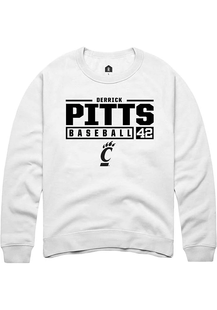 Derrick Pitts Rally Cincinnati Bearcats Mens NIL Stacked Box Long Sleeve Crew Sweatshirt