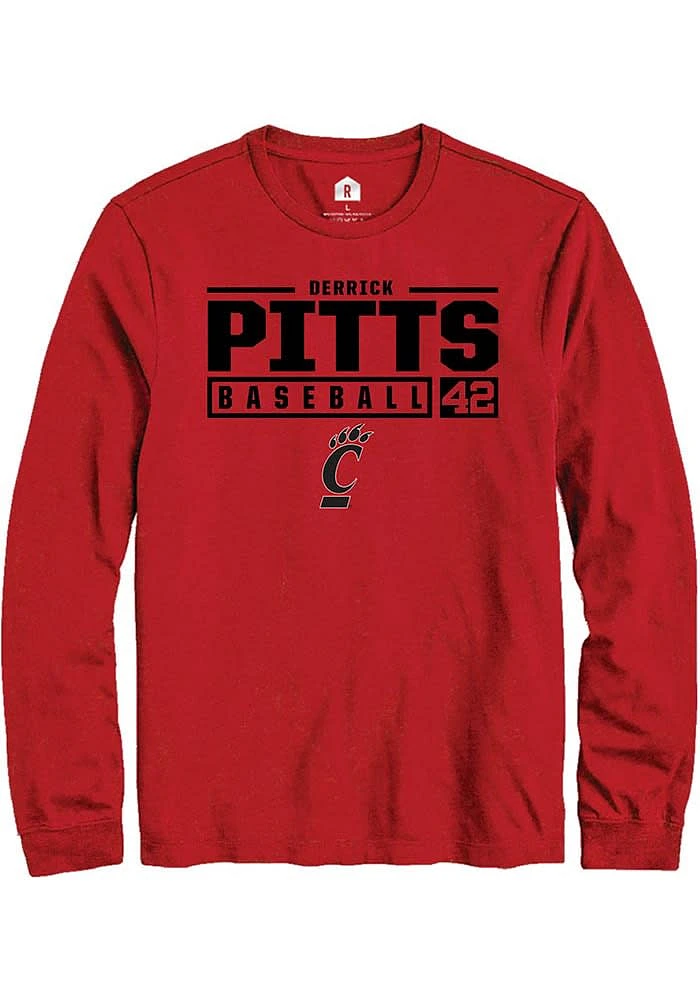 Derrick Pitts Cincinnati Bearcats Rally NIL Stacked Box Long Sleeve T Shirt