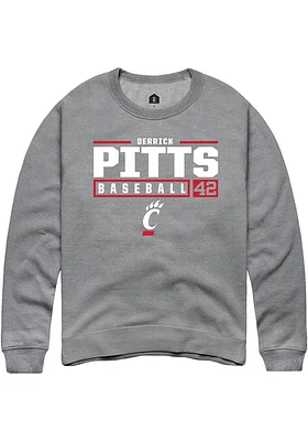 Derrick Pitts  Rally Cincinnati Bearcats Mens Graphite NIL Stacked Box Long Sleeve Crew Sweatshirt