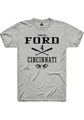 Donovan Ford  Cincinnati Bearcats Ash Rally NIL Sport Icon Short Sleeve T Shirt