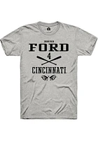 Donovan Ford  Cincinnati Bearcats Ash Rally NIL Sport Icon Short Sleeve T Shirt