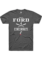 Donovan Ford  Cincinnati Bearcats Dark Grey Rally NIL Sport Icon Short Sleeve T Shirt