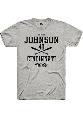 Hudson Johnson  Cincinnati Bearcats Ash Rally NIL Sport Icon Short Sleeve T Shirt