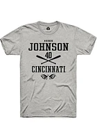 Hudson Johnson  Cincinnati Bearcats Ash Rally NIL Sport Icon Short Sleeve T Shirt