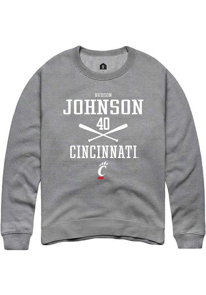 Hudson Johnson  Rally Cincinnati Bearcats Mens Graphite NIL Sport Icon Long Sleeve Crew Sweatshirt