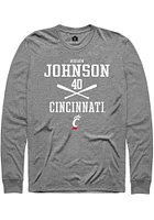 Hudson Johnson  Cincinnati Bearcats Graphite Rally NIL Sport Icon Long Sleeve T Shirt