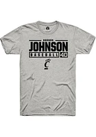 Hudson Johnson  Cincinnati Bearcats Ash Rally NIL Stacked Box Short Sleeve T Shirt