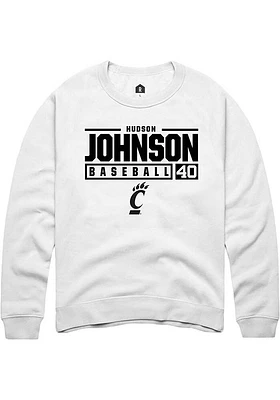 Hudson Johnson Rally Cincinnati Bearcats Mens NIL Stacked Box Long Sleeve Crew Sweatshirt