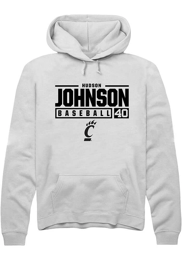 Hudson Johnson Rally Cincinnati Bearcats Mens NIL Stacked Box Long Sleeve Hoodie