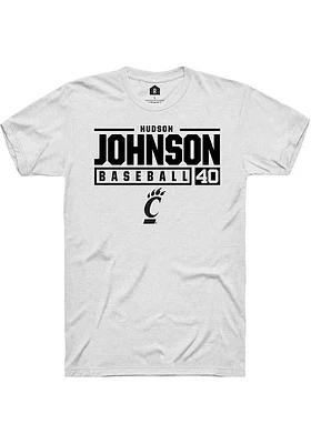 Hudson Johnson Cincinnati Bearcats Rally NIL Stacked Box Short Sleeve T Shirt