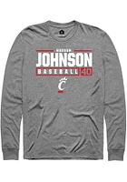 Hudson Johnson  Cincinnati Bearcats Graphite Rally NIL Stacked Box Long Sleeve T Shirt