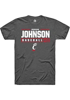 Hudson Johnson  Cincinnati Bearcats Dark Grey Rally NIL Stacked Box Short Sleeve T Shirt