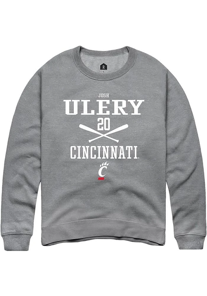 Josh Ulery Rally Cincinnati Bearcats Mens Graphite NIL Sport Icon Long Sleeve Crew Sweatshirt