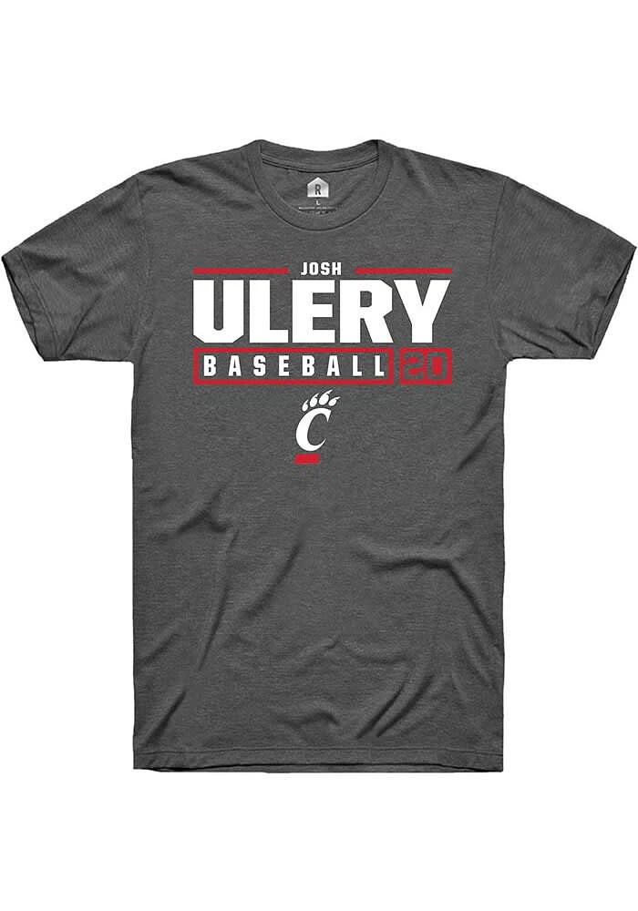 Josh Ulery  Cincinnati Bearcats Dark Grey Rally NIL Stacked Box Short Sleeve T Shirt