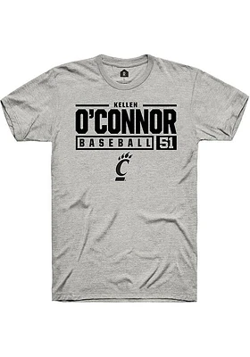 Kellen O'Connor  Cincinnati Bearcats Ash Rally NIL Stacked Box Short Sleeve T Shirt