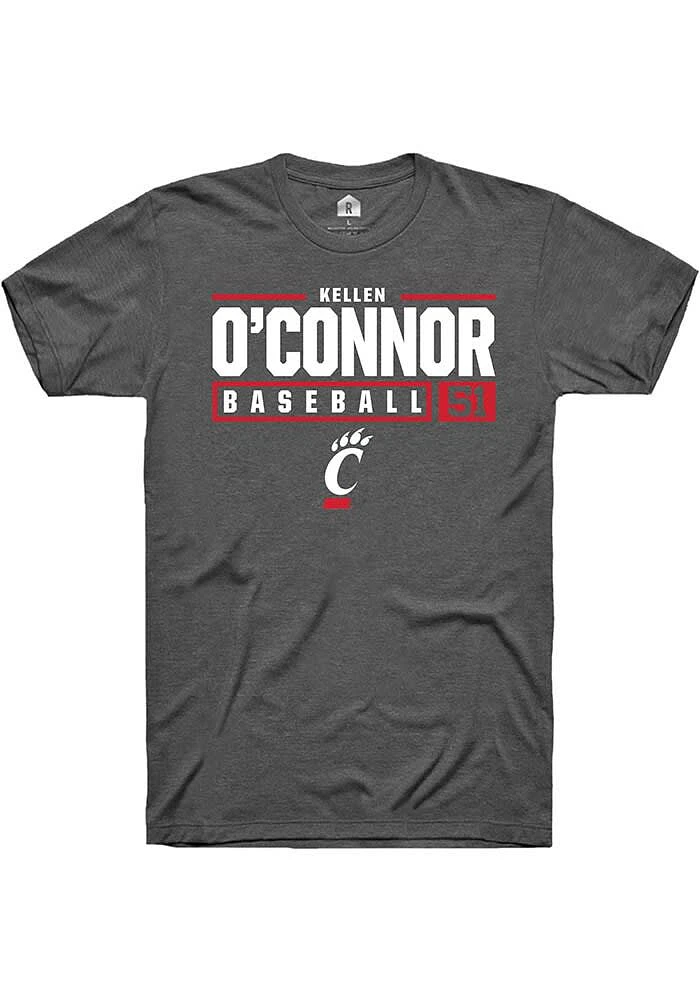 Kellen O'Connor Cincinnati Bearcats Dark Grey Rally NIL Stacked Box Short Sleeve T Shirt