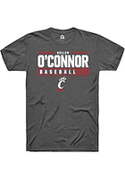 Kellen O'Connor  Cincinnati Bearcats Dark Grey Rally NIL Stacked Box Short Sleeve T Shirt