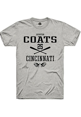 Quinton Coats  Cincinnati Bearcats Ash Rally NIL Sport Icon Short Sleeve T Shirt