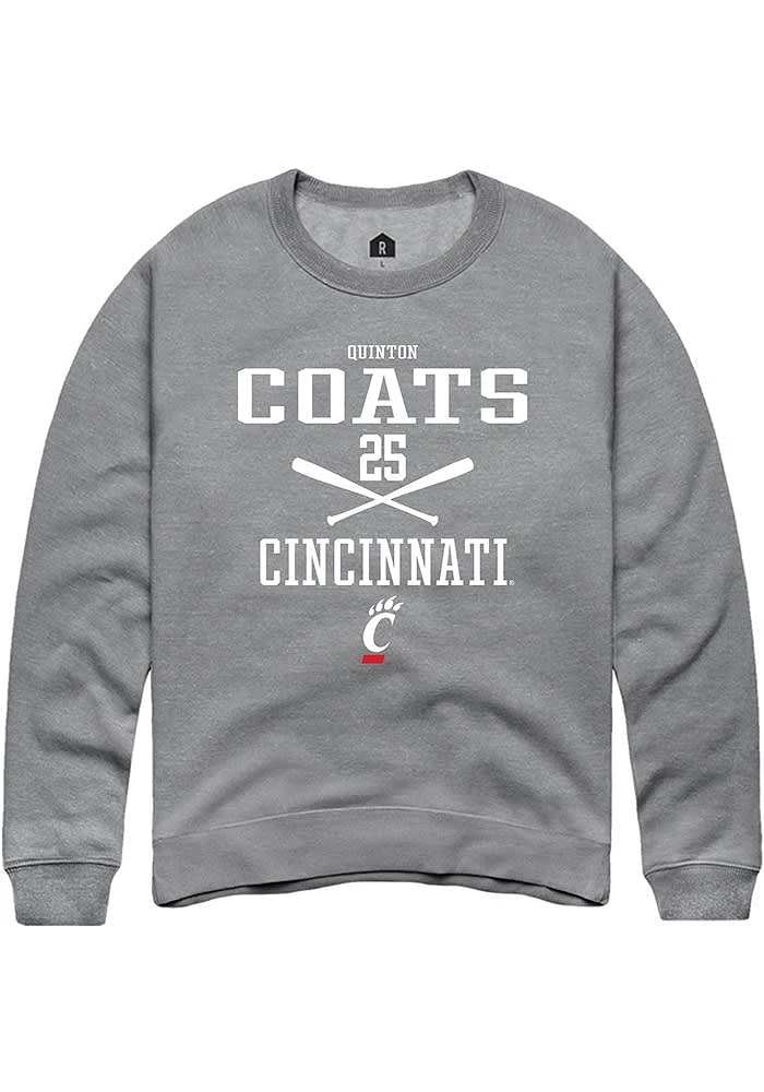 Quinton Coats Rally Cincinnati Bearcats Mens Graphite NIL Sport Icon Long Sleeve Crew Sweatshirt