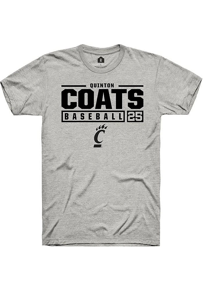 Quinton Coats Cincinnati Bearcats Ash Rally NIL Stacked Box Short Sleeve T Shirt