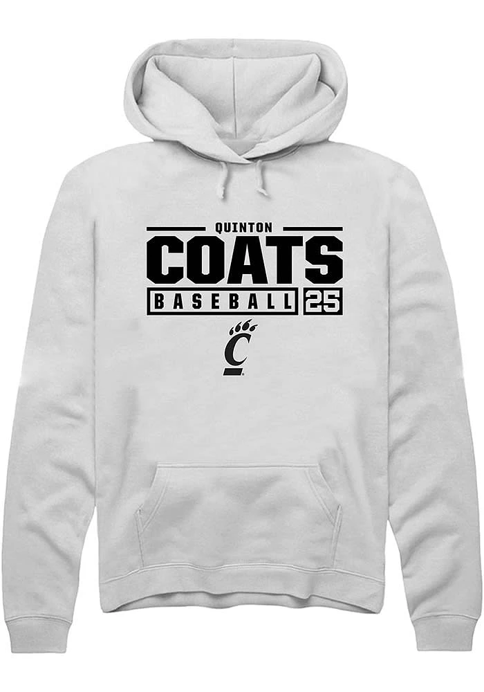 Quinton Coats Rally Cincinnati Bearcats Mens NIL Stacked Box Long Sleeve Hoodie