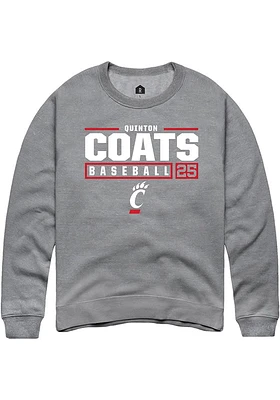 Quinton Coats  Rally Cincinnati Bearcats Mens Graphite NIL Stacked Box Long Sleeve Crew Sweatshirt