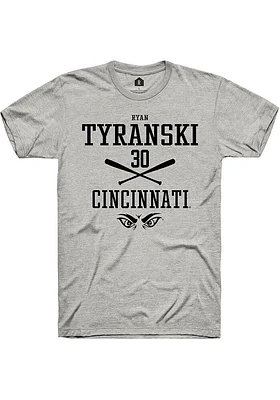 Ryan Tyranski  Cincinnati Bearcats Ash Rally NIL Sport Icon Short Sleeve T Shirt