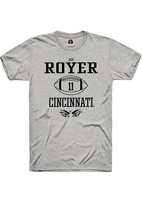 Joe Royer  Cincinnati Bearcats Ash Rally NIL Sport Icon Short Sleeve T Shirt