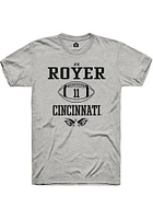 Joe Royer  Cincinnati Bearcats Ash Rally NIL Sport Icon Short Sleeve T Shirt