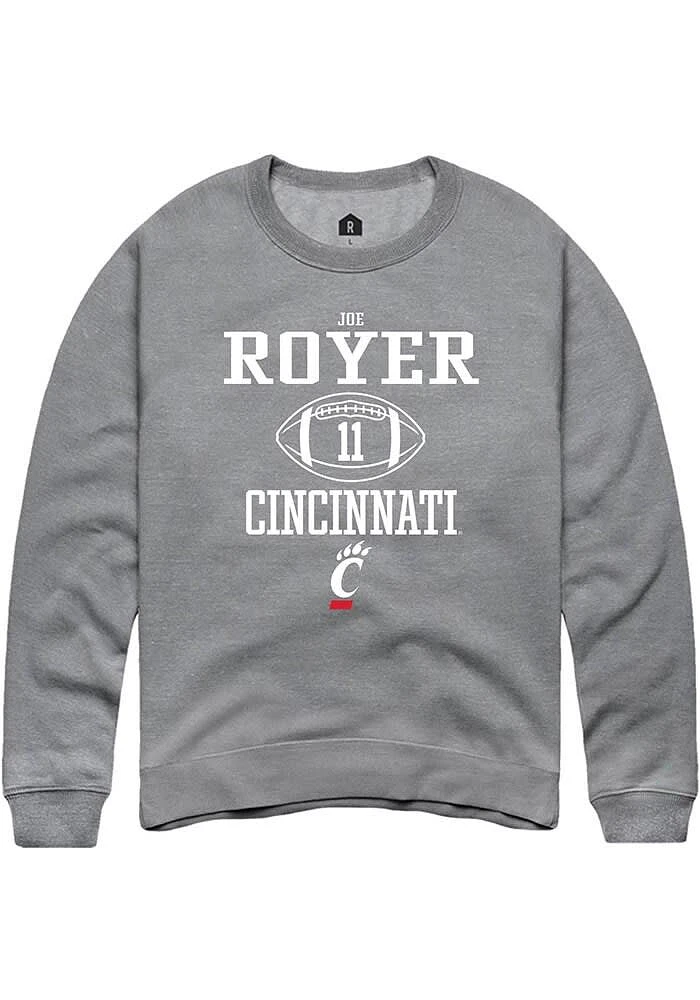 Joe Royer  Rally Cincinnati Bearcats Mens Graphite NIL Sport Icon Long Sleeve Crew Sweatshirt