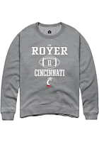 Joe Royer  Rally Cincinnati Bearcats Mens Graphite NIL Sport Icon Long Sleeve Crew Sweatshirt