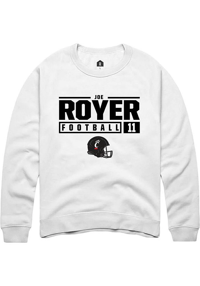 Joe Royer Rally Cincinnati Bearcats Mens NIL Stacked Box Long Sleeve Crew Sweatshirt