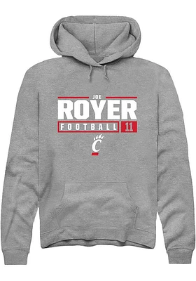 Joe Royer  Rally Cincinnati Bearcats Mens Graphite NIL Stacked Box Long Sleeve Hoodie