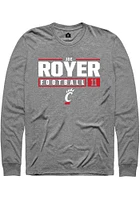 Joe Royer  Cincinnati Bearcats Graphite Rally NIL Stacked Box Long Sleeve T Shirt