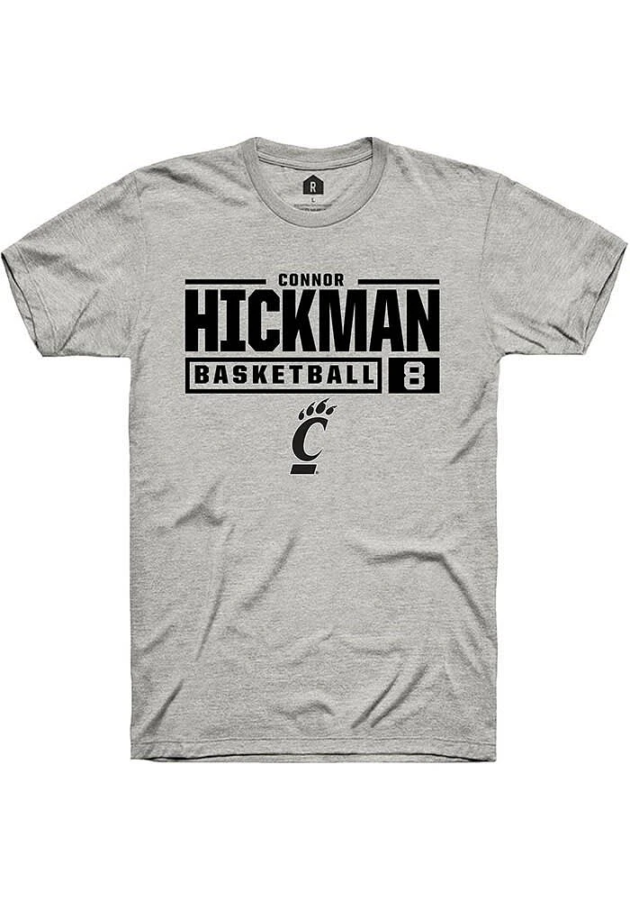 Connor Hickman  Cincinnati Bearcats Ash Rally NIL Stacked Box Short Sleeve T Shirt