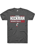 Connor Hickman  Cincinnati Bearcats Dark Grey Rally NIL Stacked Box Short Sleeve T Shirt