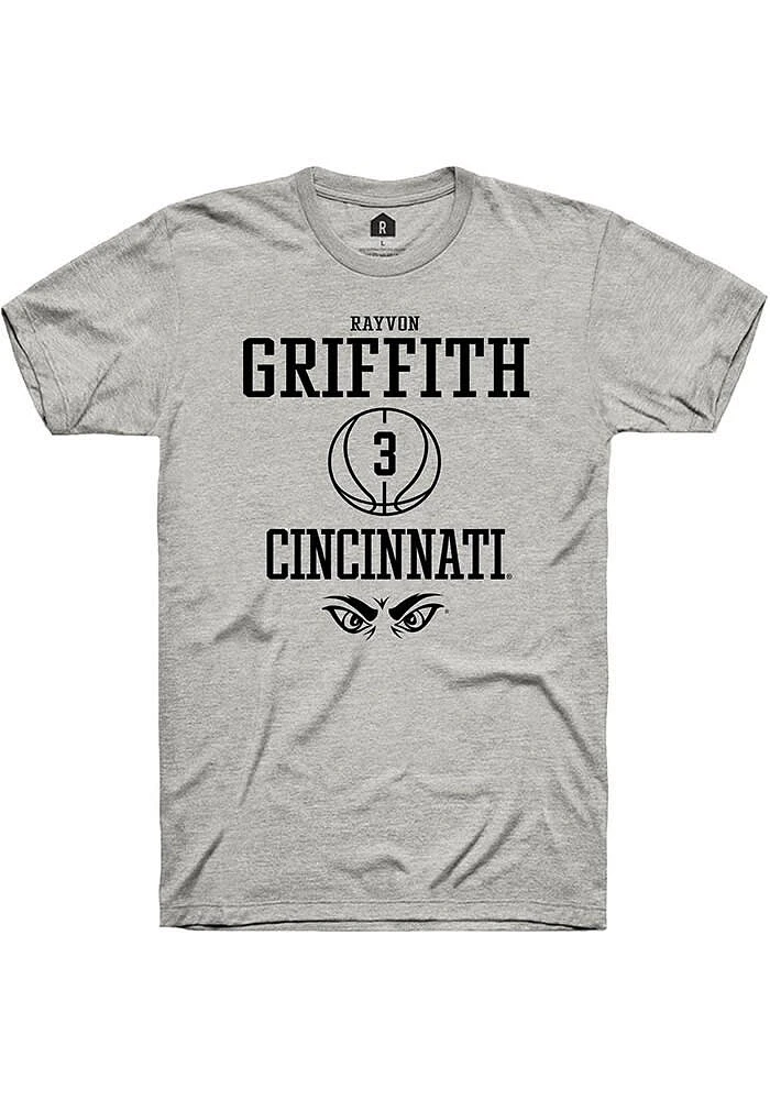 Rayvon Griffith  Cincinnati Bearcats Ash Rally NIL Sport Icon Short Sleeve T Shirt