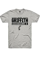 Rayvon Griffith  Cincinnati Bearcats Ash Rally NIL Stacked Box Short Sleeve T Shirt