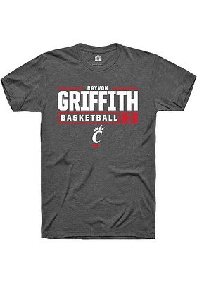 Rayvon Griffith  Cincinnati Bearcats Dark Grey Rally NIL Stacked Box Short Sleeve T Shirt