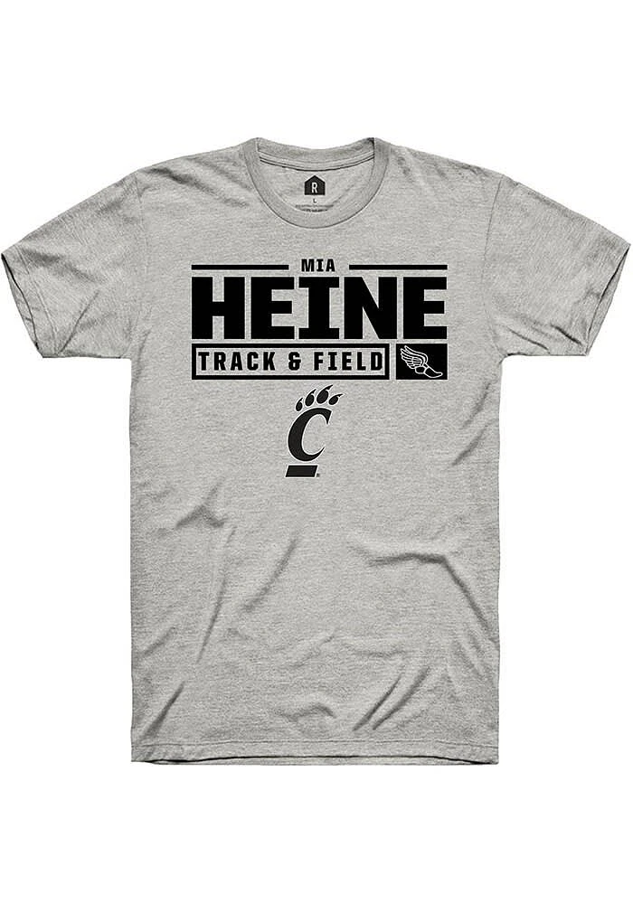 Mia Heine Cincinnati Bearcats Ash Rally NIL Stacked Box Short Sleeve T Shirt