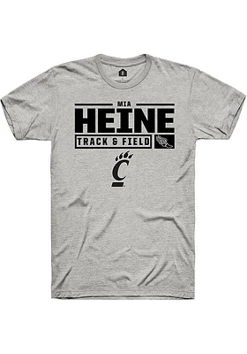 Mia Heine  Cincinnati Bearcats Ash Rally NIL Stacked Box Short Sleeve T Shirt