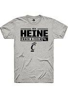 Mia Heine  Cincinnati Bearcats Ash Rally NIL Stacked Box Short Sleeve T Shirt