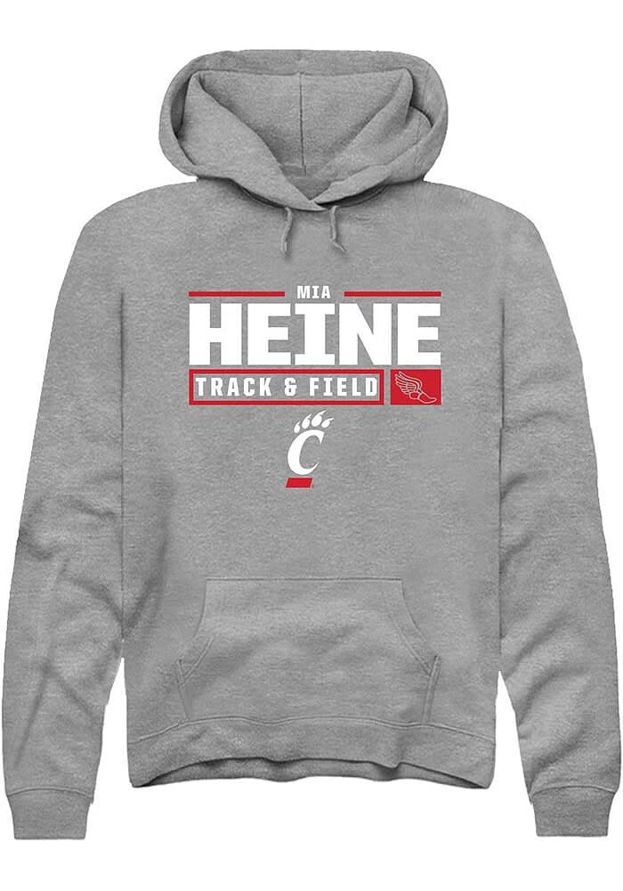 Mia Heine Rally Cincinnati Bearcats Mens Graphite NIL Stacked Box Long Sleeve Hoodie
