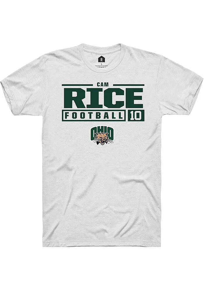 Cam Rice Ohio Bobcats Rally NIL Stacked Box Short Sleeve T Shirt