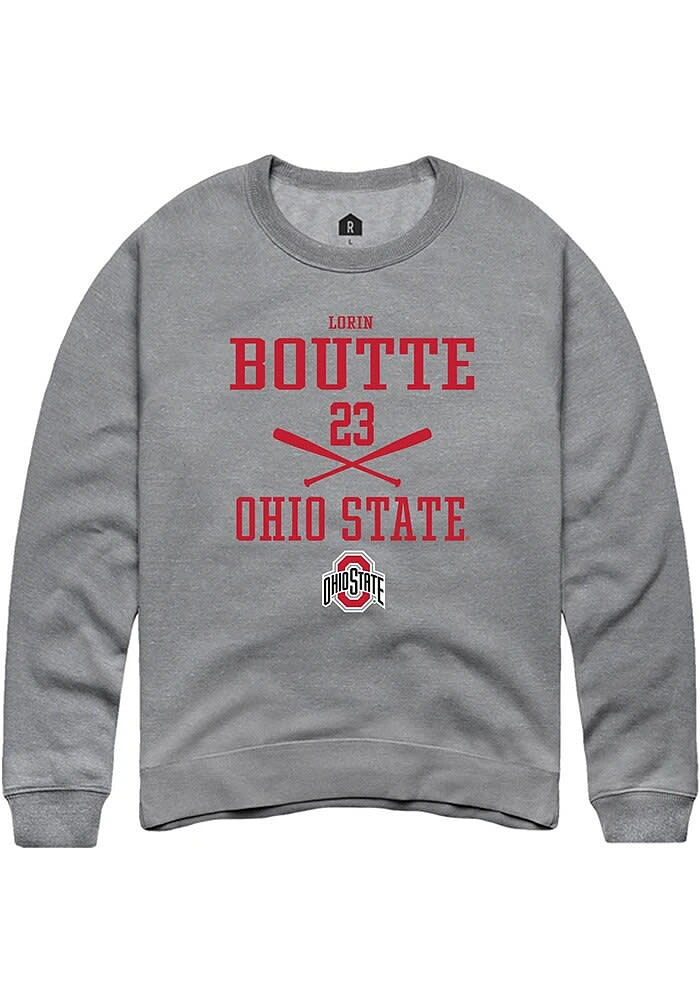 Lorin Boutté Rally Ohio State Buckeyes Mens Graphite NIL Sport Icon Long Sleeve Crew Sweatshirt