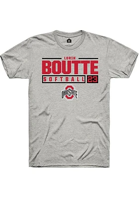 Lorin Boutté  Ohio State Buckeyes Ash Rally NIL Stacked Box Short Sleeve T Shirt