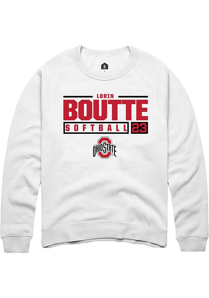 Lorin Boutté Rally Ohio State Buckeyes Mens NIL Stacked Box Long Sleeve Crew Sweatshirt